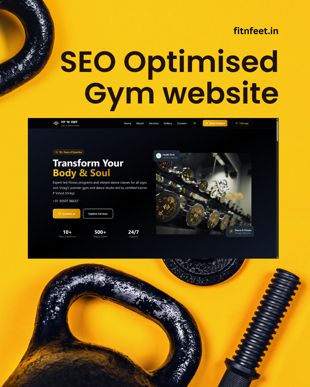 Gym website designed and devloped by armsagency